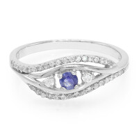 Anello placcato in platino con Zaffiro Kanchanaburi