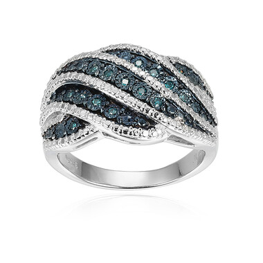 Blauer I3 Diamant-Silberring