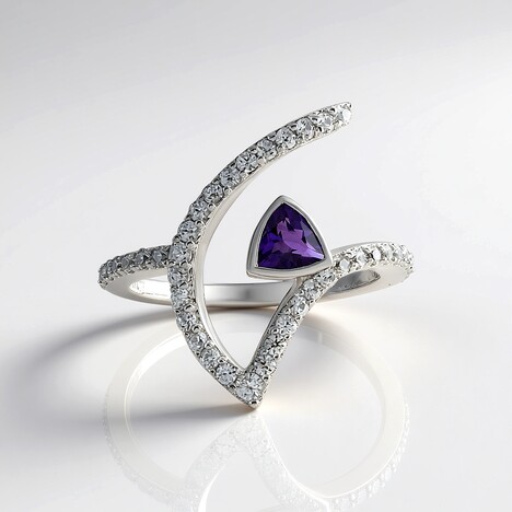 Anello in argento con Ametista Siberiana (de Melo Essence)