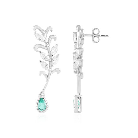 Colombian Emerald Silver Earrings