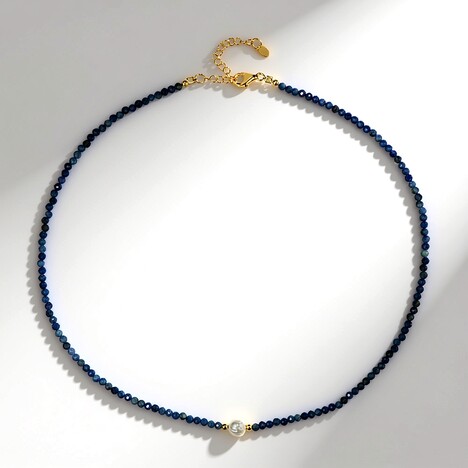 Collana in argento con Zaffiro Blu del Madagascar (Riya)