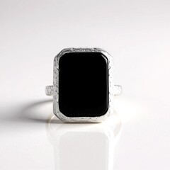 Anello in argento con Onice Nero (MONOSONO COLLECTION)