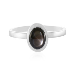 Bague en argent et Saphir étoilé noir