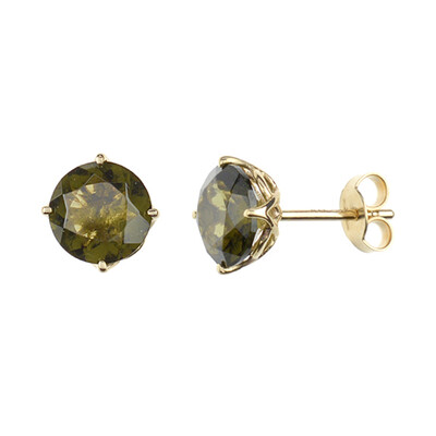 Boucles d'oreilles en or et Moldavite (dagen)