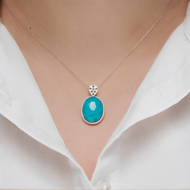 Pendentif en argent et Amazonite (Annette classic)
