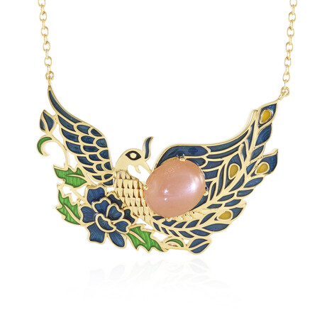 Collana in argento con Pietra di Luna Pesca (Adela Silber)