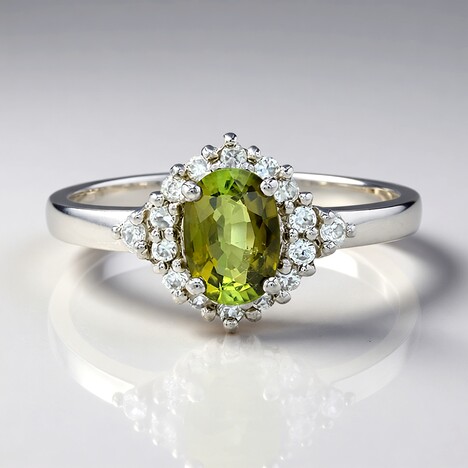 Anello placcato in platino con Tormalina Cuprian