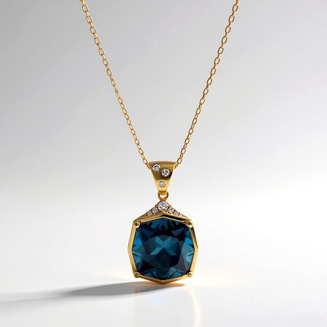 Collana in oro con Topazio Blu Londra (CIRARI)