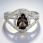 Anello in argento con Quarzo Fumè