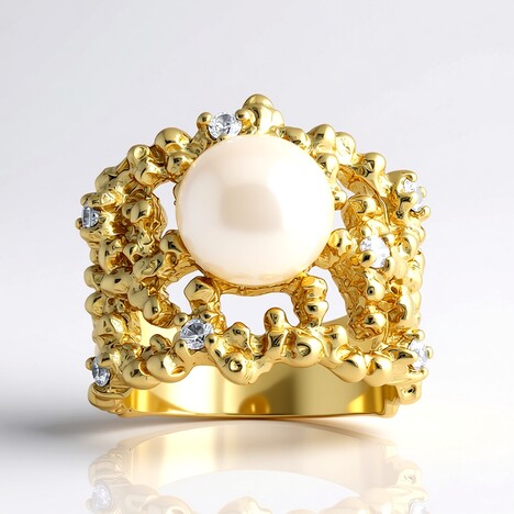 Anello in argento con Perla d'Acqua Dolce Bianca (TPC)