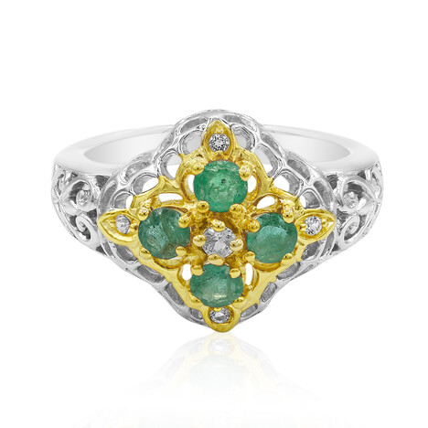 Anillo en plata con Esmeralda de Brasil