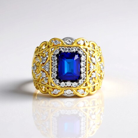 Anello in argento con Spinello Cobalto (Gems en Vogue)