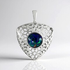 Pendentif en argent et Opale Mezezo (Ornaments by de Melo)
