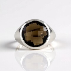 Bague en argent et Quartz fumé