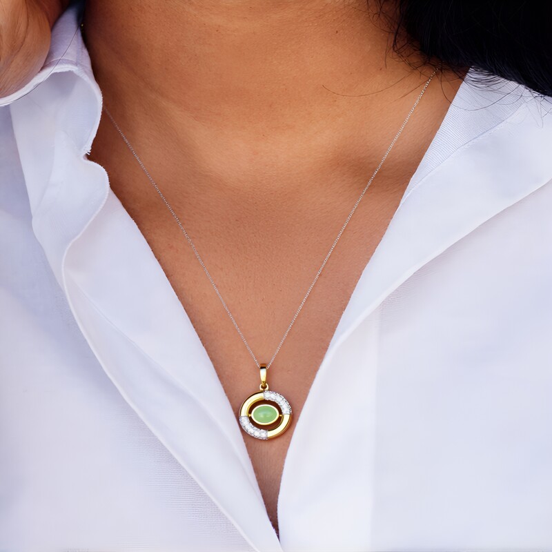 Kaiserlicher Chrysopras-Silberanhänger