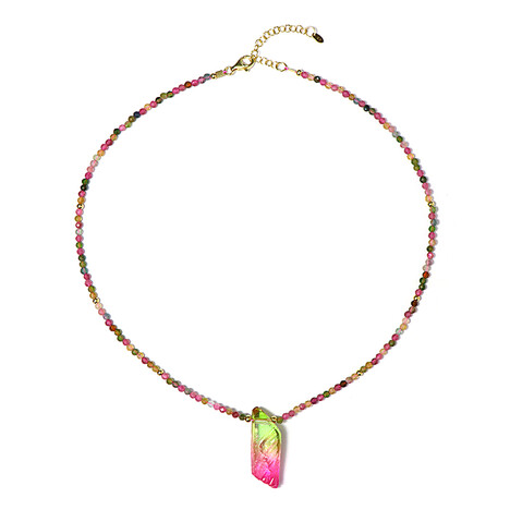 Mehrfarbiger Quarz-Silberhalskette