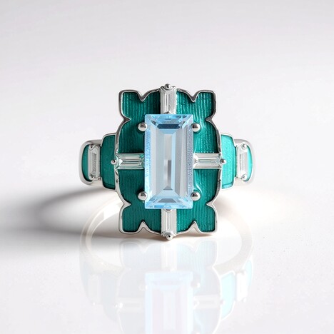 Anello in argento con Topazio Blu Cielo (Adela Silber)