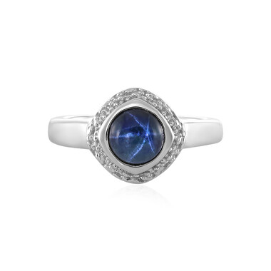 Blauer Stern-Saphir-Silberring (MONOSONO COLLECTION)