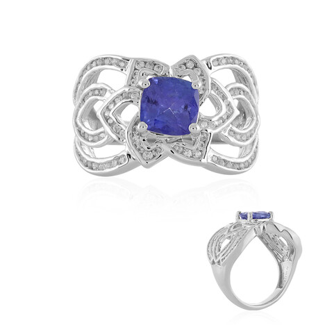 Zilveren ring met een tanzaniet (de Melo Essence)