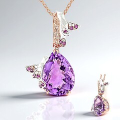 Collana in argento con Ametista Rose de France (Gems en Vogue)