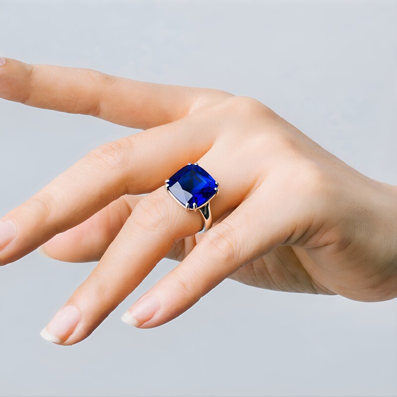 Blauer Quarz-Silberring