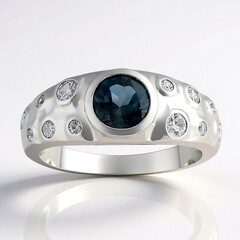 Bague en argent et Topaze bleu de Londres (de Melo Essence)