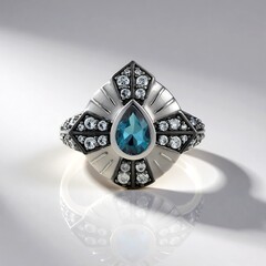 Anello in argento con Topazio Blu Londra (Adela Silber)
