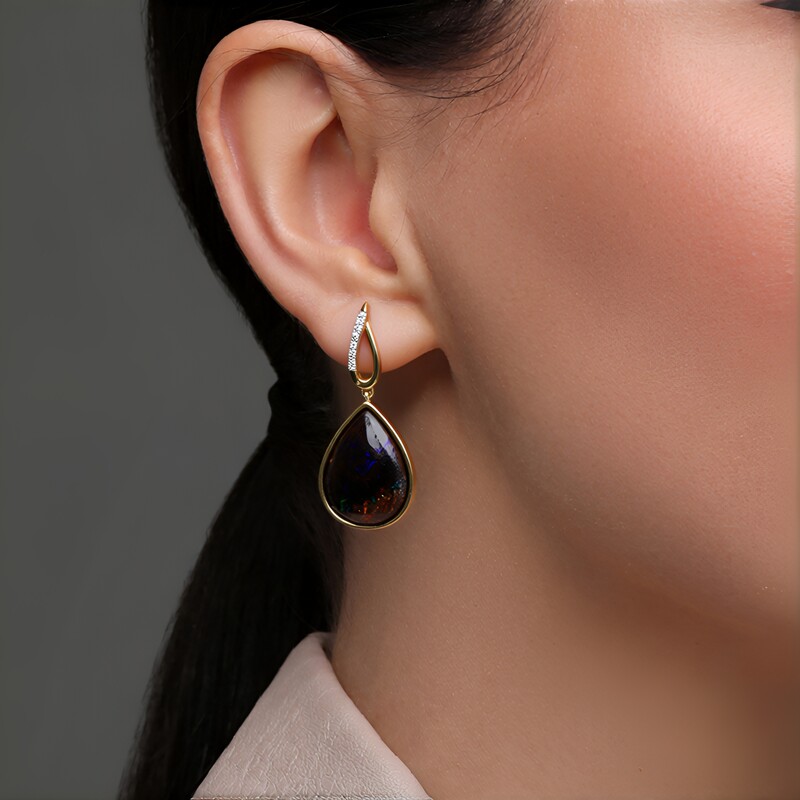 Boulder-Opal-Goldohrringe