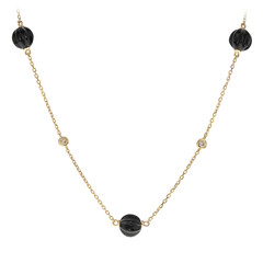 Gouden halsketting met zwarte onyxen