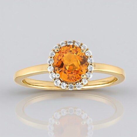 Anello in oro con Zaffiro Arancione Ban Ka Cha