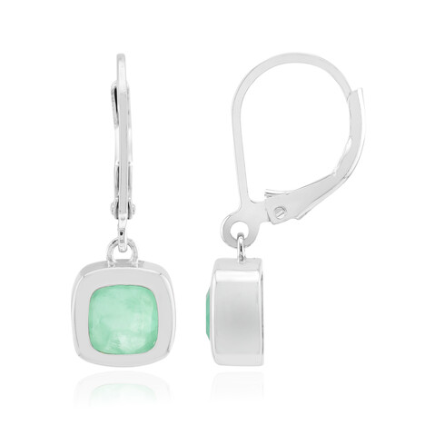 Zilveren oorbellen met Pastelgroene Kwartskristallen