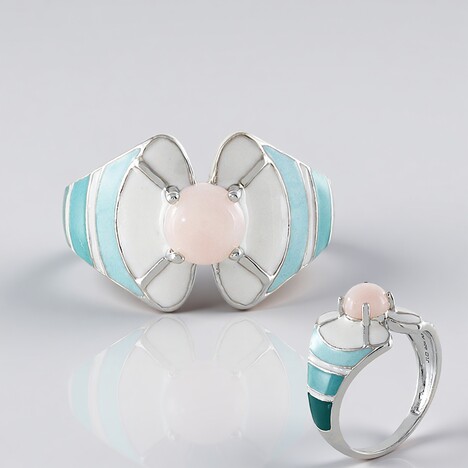 Bague en argent et Opale rose