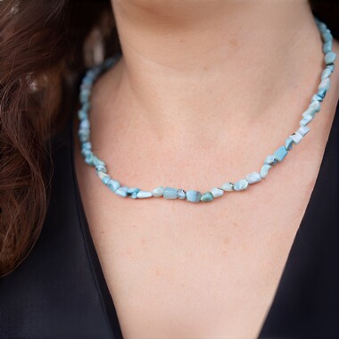 Larimar-Silberhalskette
