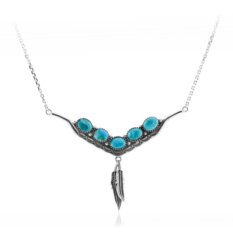 Blauer Kingman Mohave-Türkis-Silbercollier (Jones Lee)