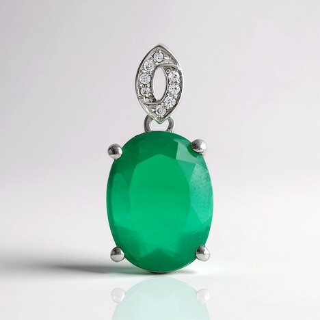 Pendentif en argent et Agate verte