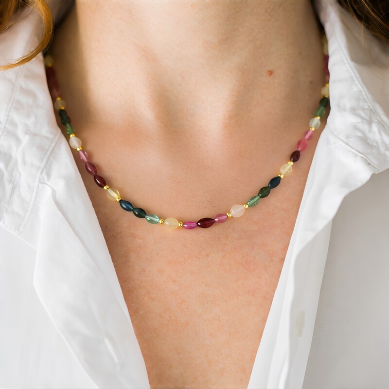 Fancy Tourmaline Silver Necklace (Riya)