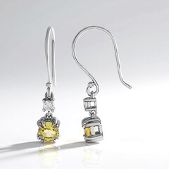 Boucles d'oreilles en argent et Béryl jaune