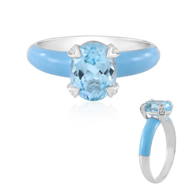 Zilveren ring met een hemel-blauwe topaas