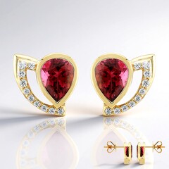 Orecchini in oro con Rubellite Fino Ouro (de Melo Gold)