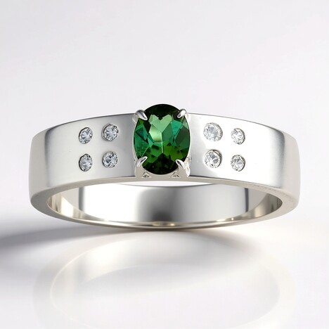 Anello in argento con Tormalina Verde di Benedito