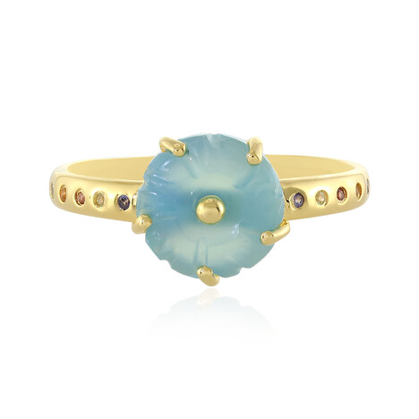 Zilveren ring met een Blauwe chalcedoon