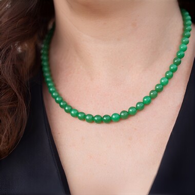 Collier en argent et Aventurine verte