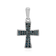 Zilveren hanger met I2 Blauwe Diamanten