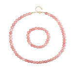 Zilveren set met mystieke roze agaten