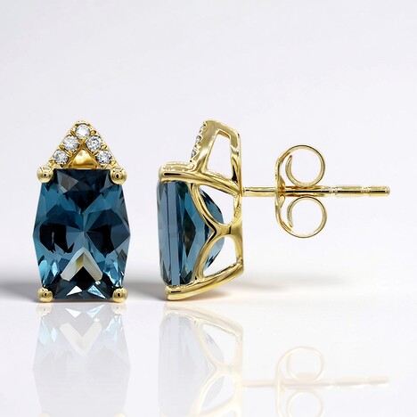 Boucles d'oreilles en or et Topaze bleu de Londres