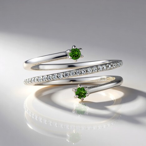 Anello in argento con Diopside Russo