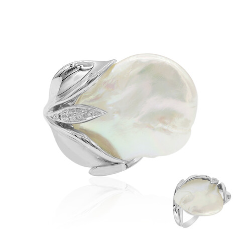 Süßwasserzuchtperlen-Silberring (TPC)