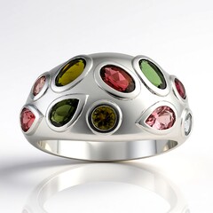 Anello in argento con Tormalina Verde Brasiliana (de Melo)
