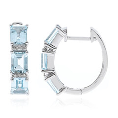 Boucles d'oreilles en or et Aigue-Marine du Brésil AAA