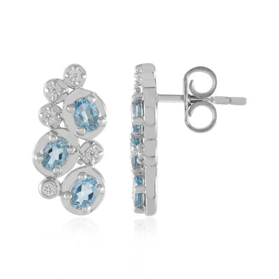 Boucles d'oreilles en argent et Topaze bleu Suisse